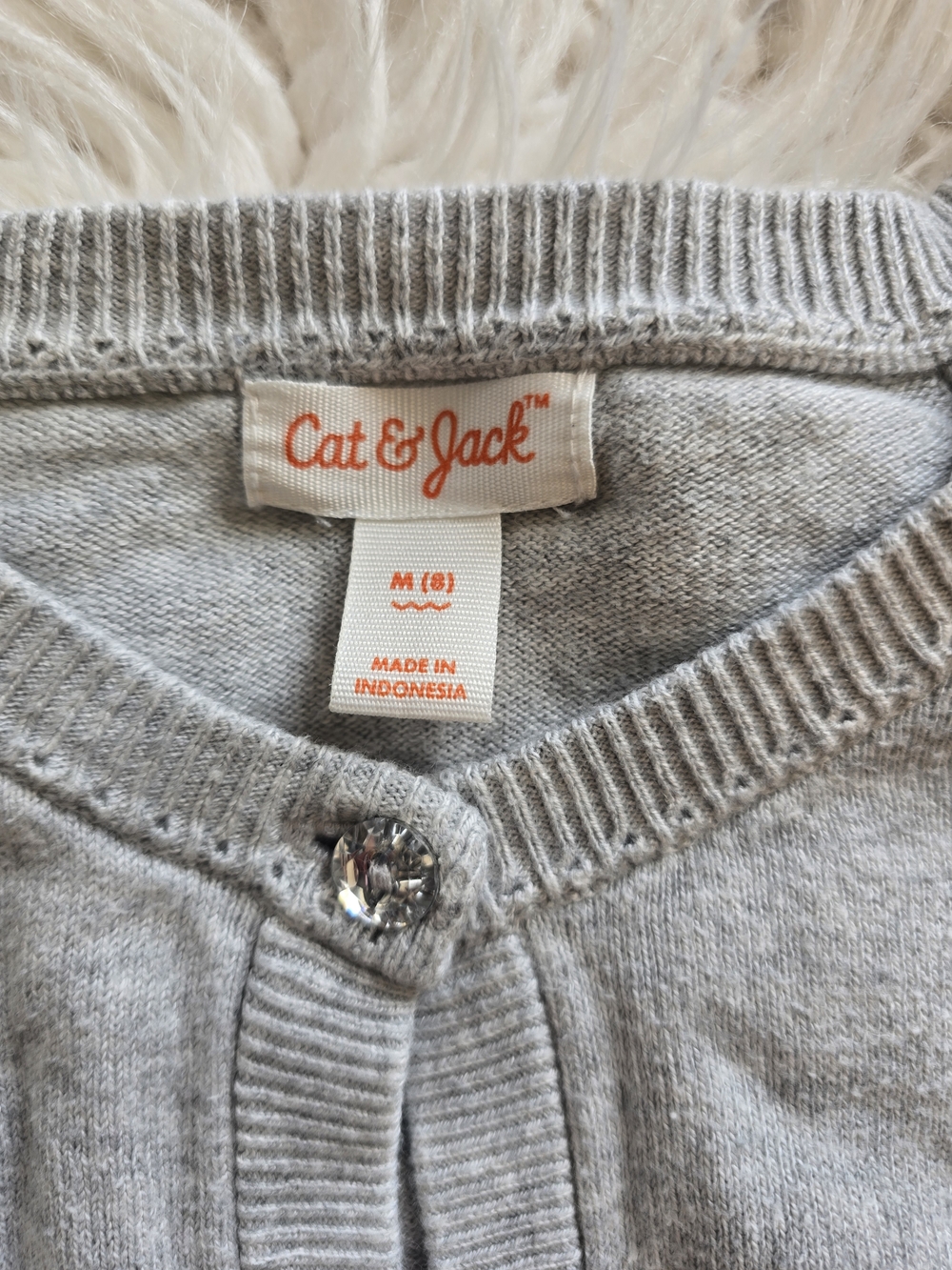 Cat & Jack Gray Crewneck Cardigan Sweater - Picture 3 of 3